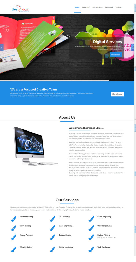 Bluewings Website – Bootstrap